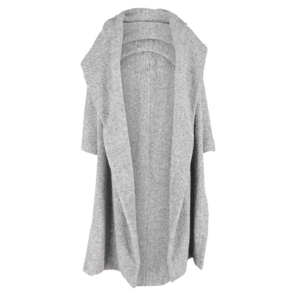 Max Mara Long Open Coat in Grey Wool